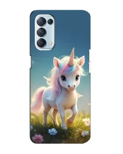 Чехол для OPPO Reno5 4G с картинкой «Единорог на поляне»