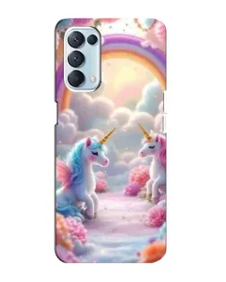 Чехол для OPPO Reno5 4G с картинкой «Радуга и единороги»