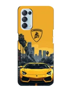 Чехол для OPPO Reno5 4G с картинкой «Желтый Lamborghini город»