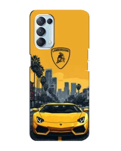 Чехол для OPPO Reno5 4G с картинкой «Желтый Lamborghini город»