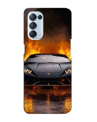 Чехол для OPPO Reno5 4G с картинкой «Lamborghini в огне»