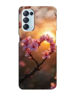 Чехол для OPPO Reno5 4G с картинкой «Розовый цвет сердце на фоне заката»