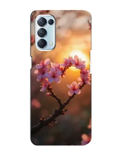 Чехол для OPPO Reno5 4G с картинкой «Розовый цвет сердце на фоне заката» Чехол для OPPO Reno5 4G с картинкой «Розовый цвет сердце на фоне заката»