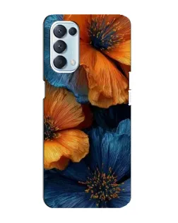 Чехол для OPPO Reno5 4G с картинкой «Яркая сине-оранжевая флора»