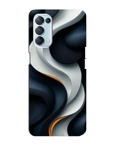 Чехол для OPPO Reno5 4G с картинкой «Объемные черно-белые ленты»