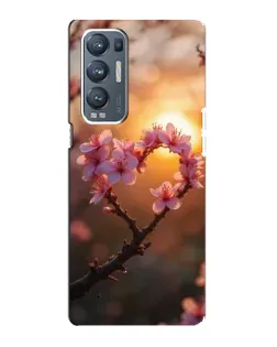 Чехол для OPPO Reno5 Pro Plus (5G) с картинкой «Розовый цвет сердце на фоне заката»