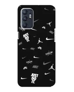 Чехол для OPPO Reno6 4G с картинкой «Nike Black Pattern» Чехол для OPPO Reno6 4G с картинкой «Nike Black Pattern»