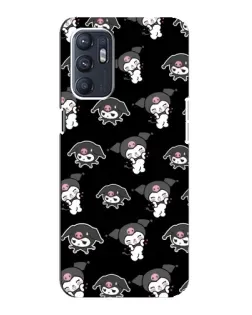 Чехол для OPPO Reno6 4G с картинкой «Черный паттерн Kuromi»