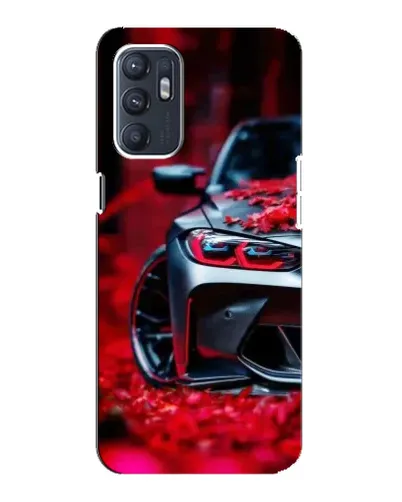 Чехол для OPPO Reno6 4G с картинкой «Спортивная BMW и цветы»