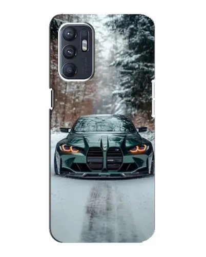 Чехол для OPPO Reno6 4G с картинкой «BMW в зимнем лесу»