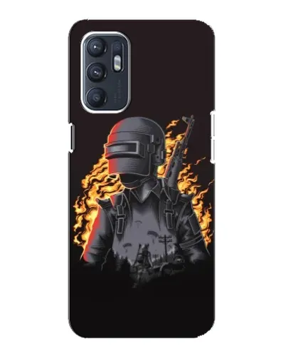 Чехол для OPPO Reno6 4G с картинкой «PUBG — огненный силуэт»