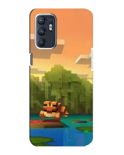 Чехол для OPPO Reno6 4G с картинкой «Майнкрафт закат солнца»