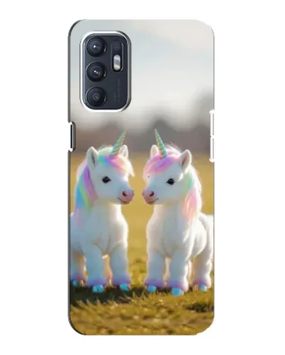 Чехол для OPPO Reno6 4G с картинкой «Пара единорогов»
