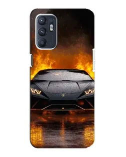 Чехол для OPPO Reno6 4G с картинкой «Lamborghini в огне»