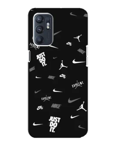 Чехол для OPPO Reno6 5G с картинкой «Nike Black Pattern»