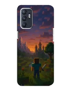 Чехол для OPPO Reno6 5G с картинкой «Стив у башни»