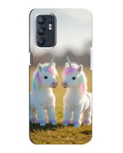Чехол для OPPO Reno6 5G с картинкой «Пара единорогов»