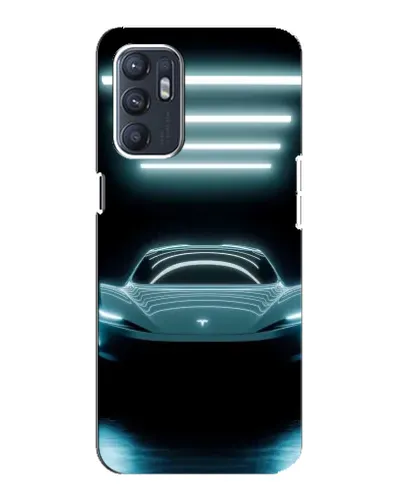 Чехол для OPPO Reno6 5G с картинкой «Tesla в неоне» Чехол для OPPO Reno6 5G с картинкой «Tesla в неоне»