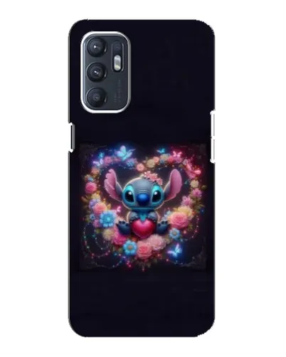 Чехол для OPPO Reno6 5G с картинкой «Stitch в цветах»