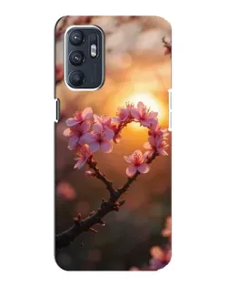 Чехол для OPPO Reno6 5G с картинкой «Розовый цвет сердце на фоне заката» Чехол для OPPO Reno6 5G с картинкой «Розовый цвет сердце на фоне заката»