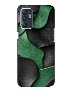 Чехол для OPPO Reno6 5G с картинкой «Зеленые кожаные волны»