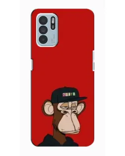 Чехол для OPPO Reno6 Z с картинкой «Bored Ape — красный фон»