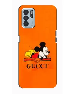 Чехол для OPPO Reno6 Z с картинкой «Микки Маус Gucci — оранж» Чехол для OPPO Reno6 Z с картинкой «Микки Маус Gucci — оранж»