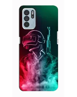 Чехол для OPPO Reno6 Z с картинкой «PUBG — огненный воин»