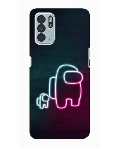 Чехол для OPPO Reno6 Z с картинкой «Among Us неон-арт»
