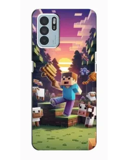 Чехол для OPPO Reno6 Z с картинкой «Стив на ферме»