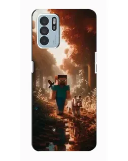 Чехол для OPPO Reno6 Z с картинкой «Стив в лесу»