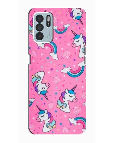 Чехол для OPPO Reno6 Z с картинкой «Unicorn паттерн розовый»