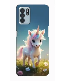 Чехол для OPPO Reno6 Z с картинкой «Единорог на поляне»