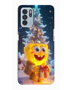 Чехол для OPPO Reno6 Z с картинкой «Рождественский Спанч Боб»