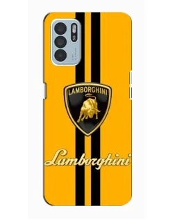 Чехол для OPPO Reno6 Z с картинкой «Lamborghini Stripe желтый»