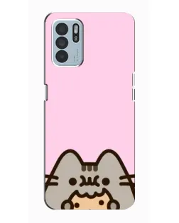Чехол для OPPO Reno6 Z с картинкой «Pusheen и печенье»