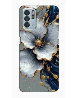 Чехол для OPPO Reno6 Z с картинкой «Белый цветок и золотой флюид»