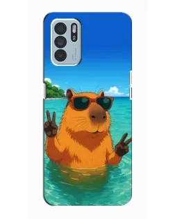 Чехол для OPPO Reno6 Z с картинкой «Морская капибара»