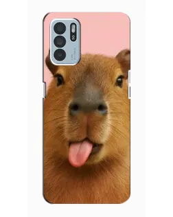 Чехол для OPPO Reno6 Z с картинкой «Капибара с языком»