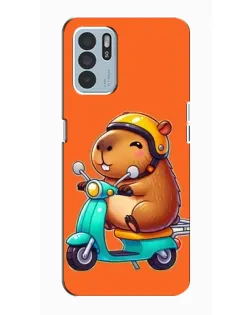 Чехол для OPPO Reno6 Z с картинкой «Капибара на скутере»
