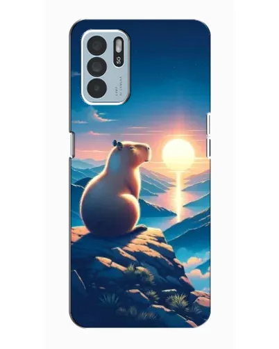 Чехол для OPPO Reno6 Z с картинкой «Закат солнца с капибарой»