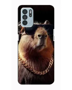 Чехол для OPPO Reno6 Z с картинкой «Капибара золотая цепь»