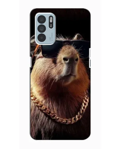 Чехол для OPPO Reno6 Z с картинкой «Капибара золотая цепь»