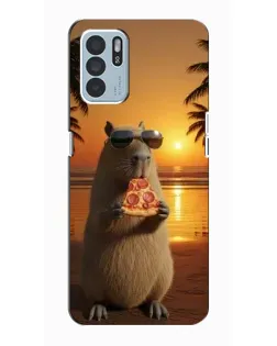 Чехол для OPPO Reno6 Z с картинкой «Капибара с пиццей»