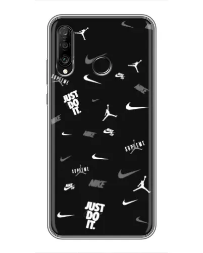 Чохол для Huawei P30 Lite / Nova 4e з картинкою «Nike Black Pattern» Чохол для Huawei P30 Lite / Nova 4e з картинкою «Nike Black Pattern»