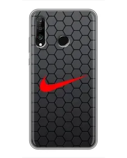 Чехол для Huawei P30 Lite / Nova 4e с картинкой «Nike — карбоновая сетка»