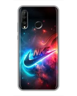 Чехол для Huawei P30 Lite / Nova 4e с картинкой «Огненный логотип Nike»