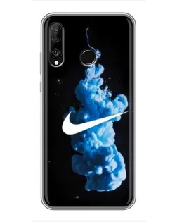 Чехол для Huawei P30 Lite / Nova 4e с картинкой «Nike и синий дым»
