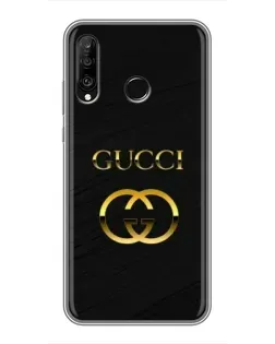 Чохол для Huawei P30 Lite / Nova 4e з картинкою «Золотий логотип Gucci»