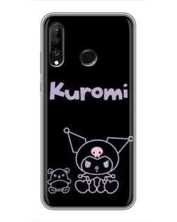Чехол для Huawei P30 Lite / Nova 4e с картинкой «Kuromi — черный минимализм»